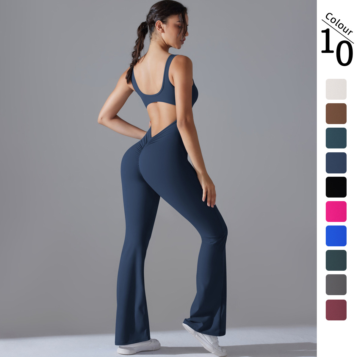 Yoga Fitness Jumpsuit - Sexy Back V Jumpsuit Gym Set