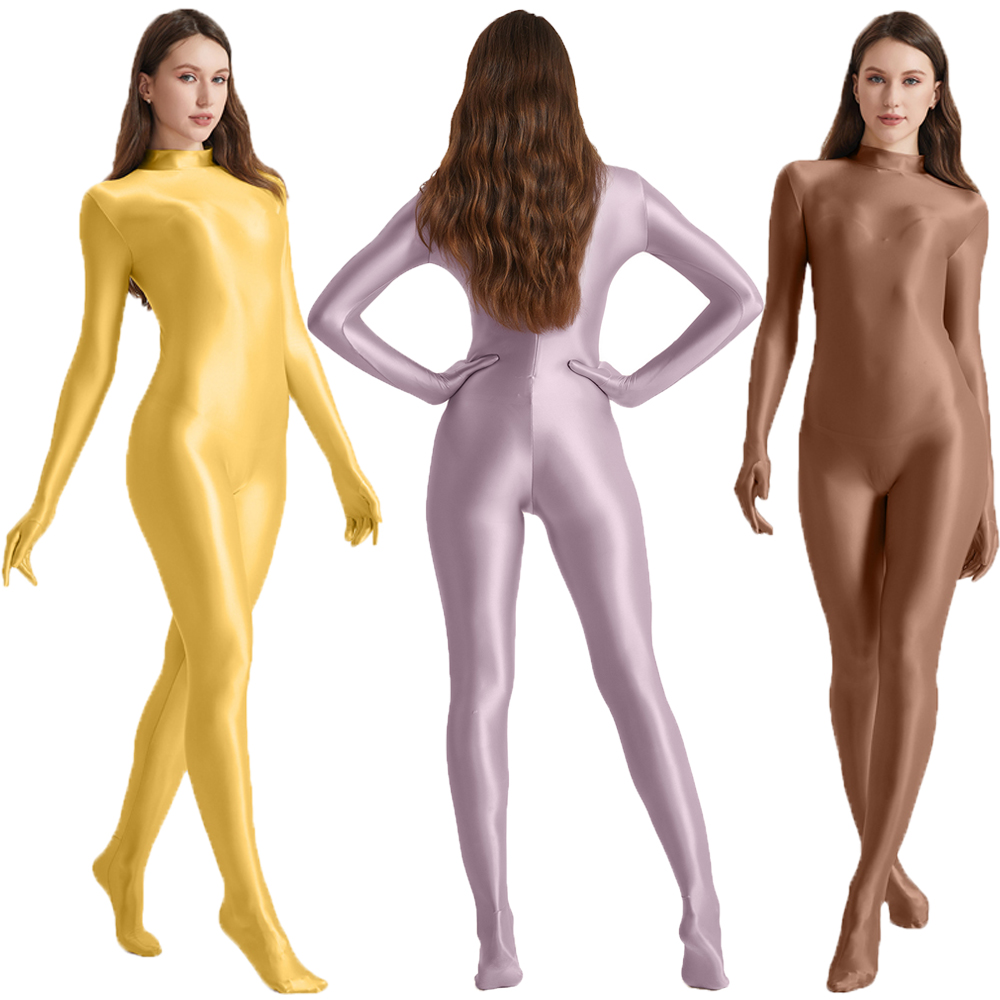 Women Oil Stretch High Neck Bo - Yoga Fitness Jumpsuit 评论和价格